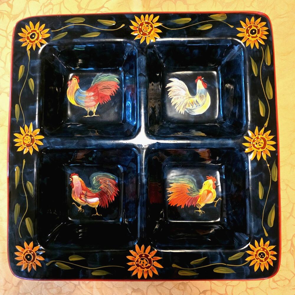 Rooster Serving Platter‎ Certified International Susan Winget Sunrise Square